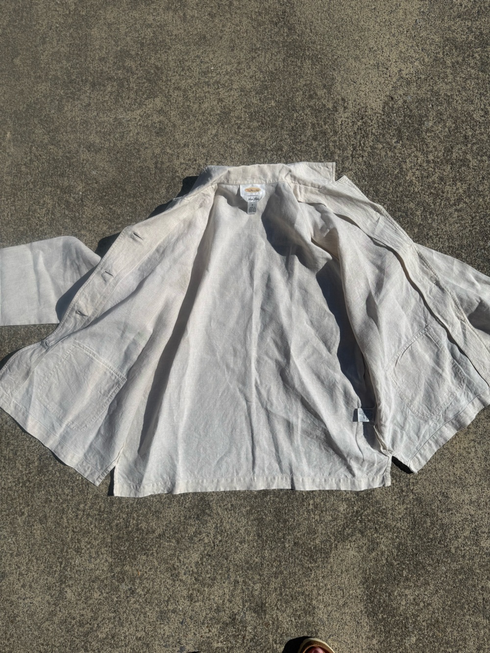 Talbots 100% Irish Linen Cream Flax Button Front Blazer Unlined 8 Coastal Summer - Picture 10 of 11